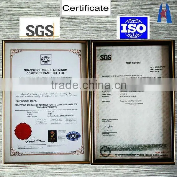 PE/PVDF aluminium plastic sandwich panels