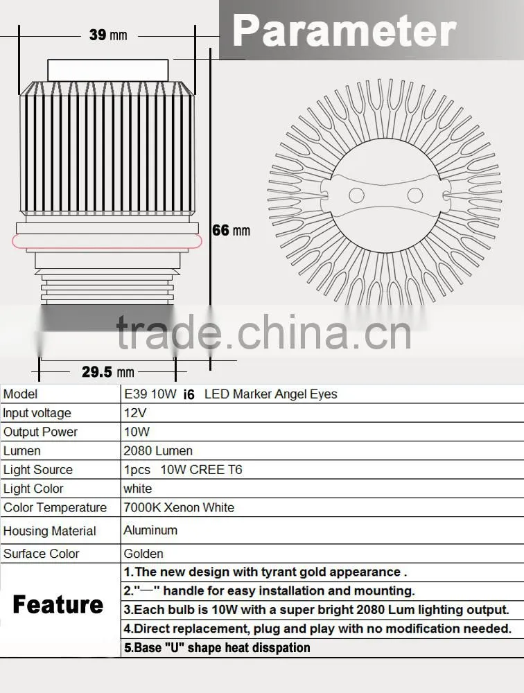 New Super white for BMW E39 10W led marker angel eyes replace of original halogen angel eyes