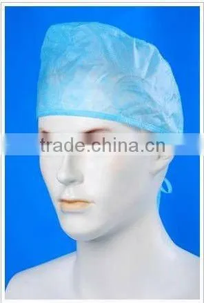 Disposable PP non woven surgical doctor caps with ties for female and male white blue green