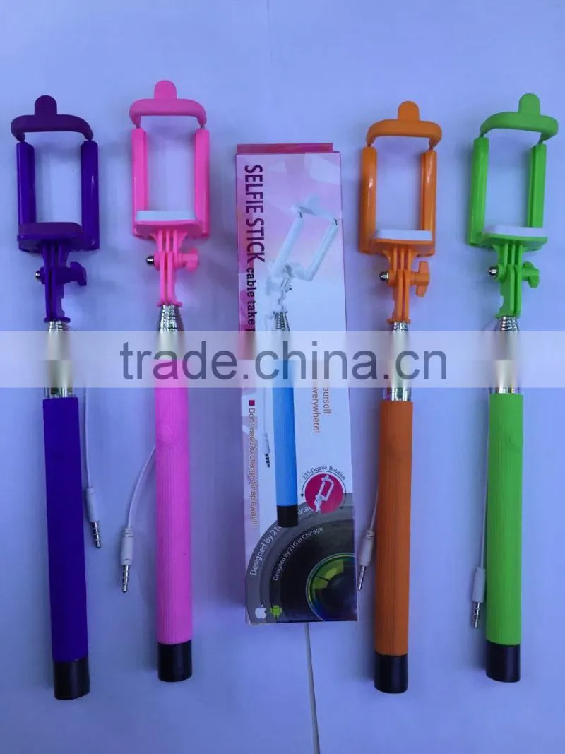 Self-pole,wired control selfie stick for mobile phone ,Since the shaft