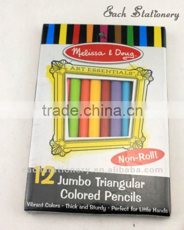 7"12 jumbo colored triangular wooden pencils set
