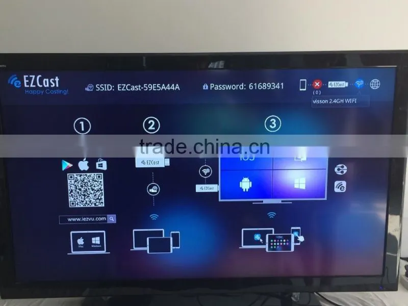 Vensmile Factory Price V52A EZcast TV Dongle External Antenna Android USB Wifi Dongle Support Miracast DLNA