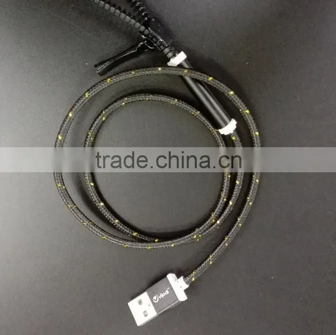 zipper usb data cable 2 in 1 good quality zipper cable