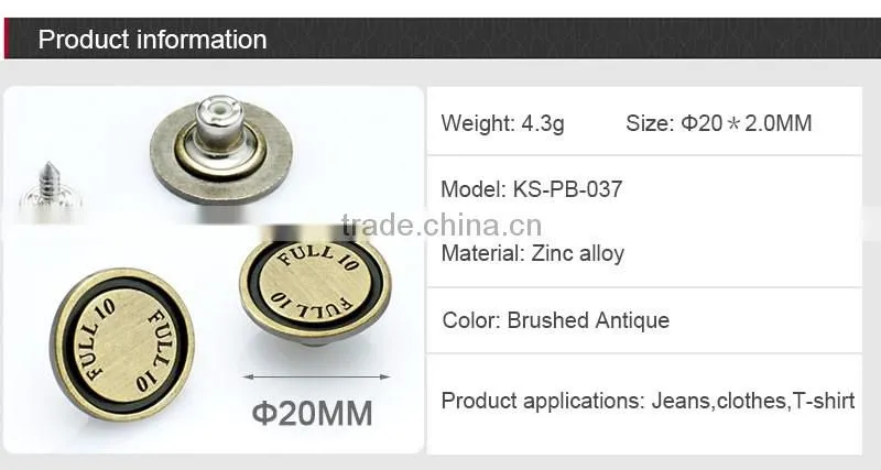 Brushed Antique Custom Metal Buttons For Garments Luxury