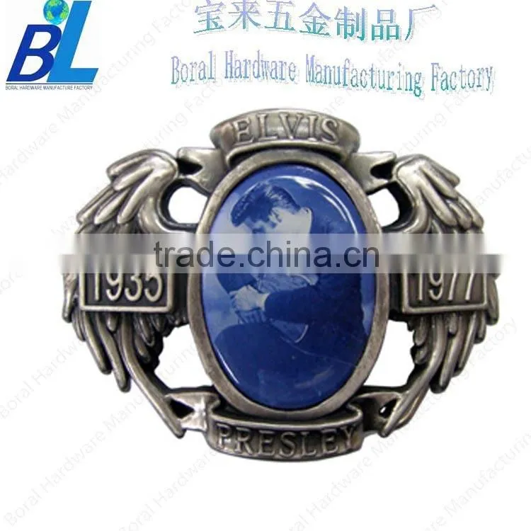 3D embossed metal sticker domed belt buckles