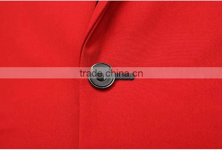 2016 latest design Slim Fit Mens Suit red weeding suit for men