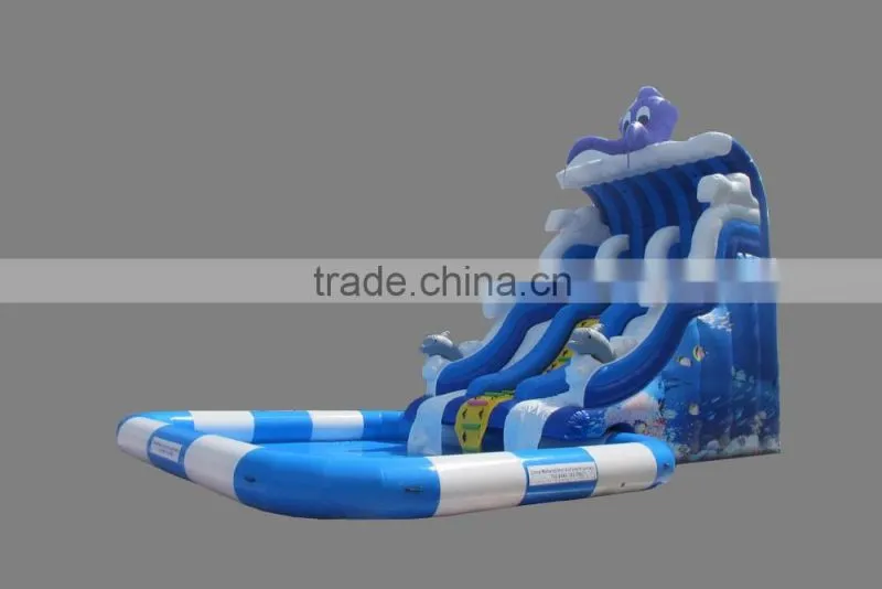 Giant inflatables water slides,ocean wave inflatable pool slide for sale