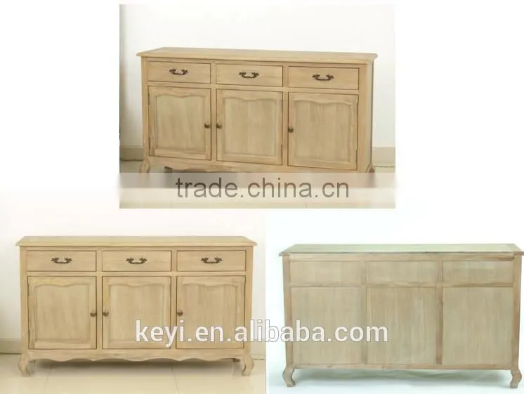 French style 3 doors cabinet Chinese antique solid wood sideboard cabinet(DT-1046-OAK)