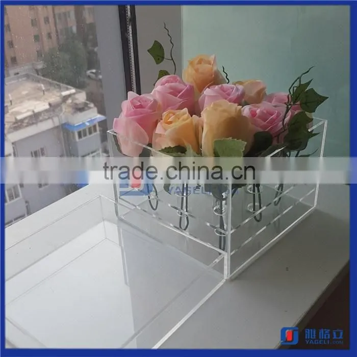 2016 Hot Sale!! China Manufactuer Flower Box Hold 9 Roses Acrylic Box for Fresh Roses