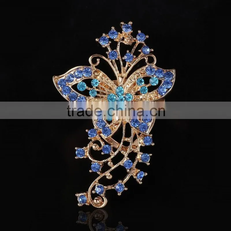 Color Rhinestone Flower Brooch Pins,Hollow Artificial Green Diamond Scarf Buckle For Dress
