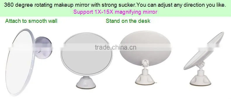Round swivel fogless 10X magnifying suction cup makeup mirror for any one
