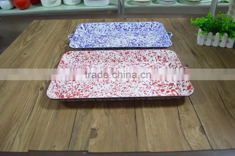 9092 Enamel big camping baking rectangle tray