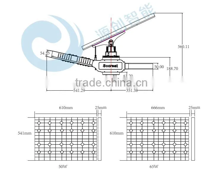 CE,RoHS Certification and Aluminum Alloy Lamp Body Material trade assurance solar led street lights with 50w 65w solar panel