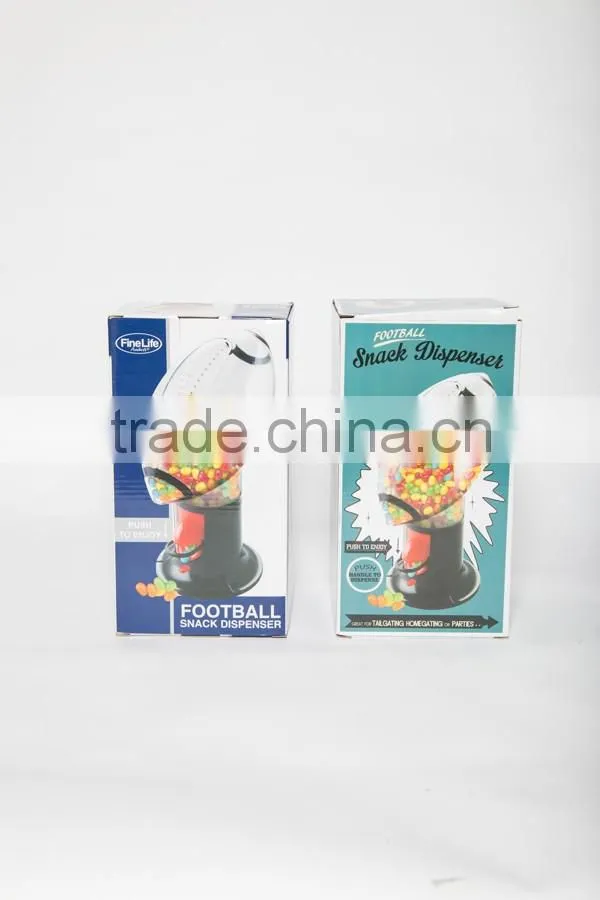 football plastic snack dispenser candy dispenser