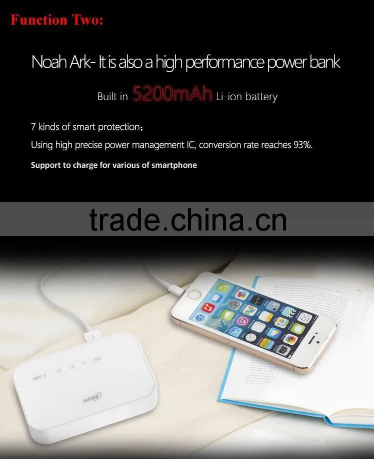 Pocket 3G HSPA+ SIM card Router with 5200mAh Power Bank hame A19 with NFC fast wifi connection
