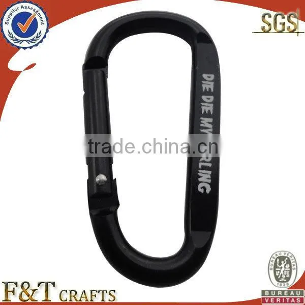 wholesale black climbing clips metal custom carabiner with custom laser logo