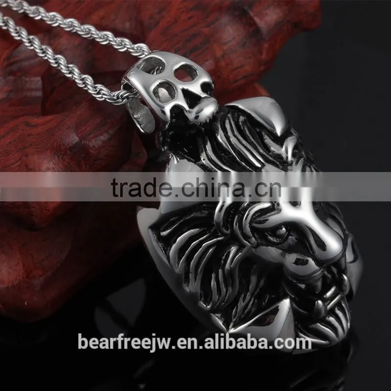 Lion King Tribal Biker Mens Stainless Steel Necklace Pendant Silver 24 inch Chain