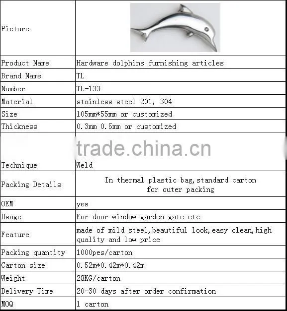 mirror polish stainless steel accessories for door design dolphins