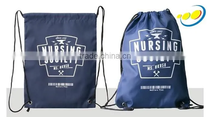 Custom Logo Printed Drawstring Polyester Shoe Bag Backpack