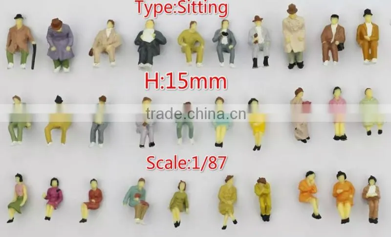 artificial model human figure,HO scale sitting model tree, model figure in resin plastic , building model color figure for 1/87