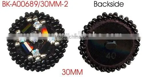 Clear Rhinestone Green Resin Beaded Sew-On Garment Rhinestone Button