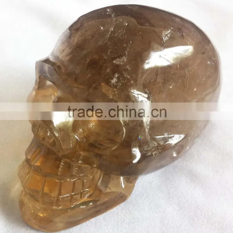 Natural Crystal High Quality Smoky Quartz Skull Carving