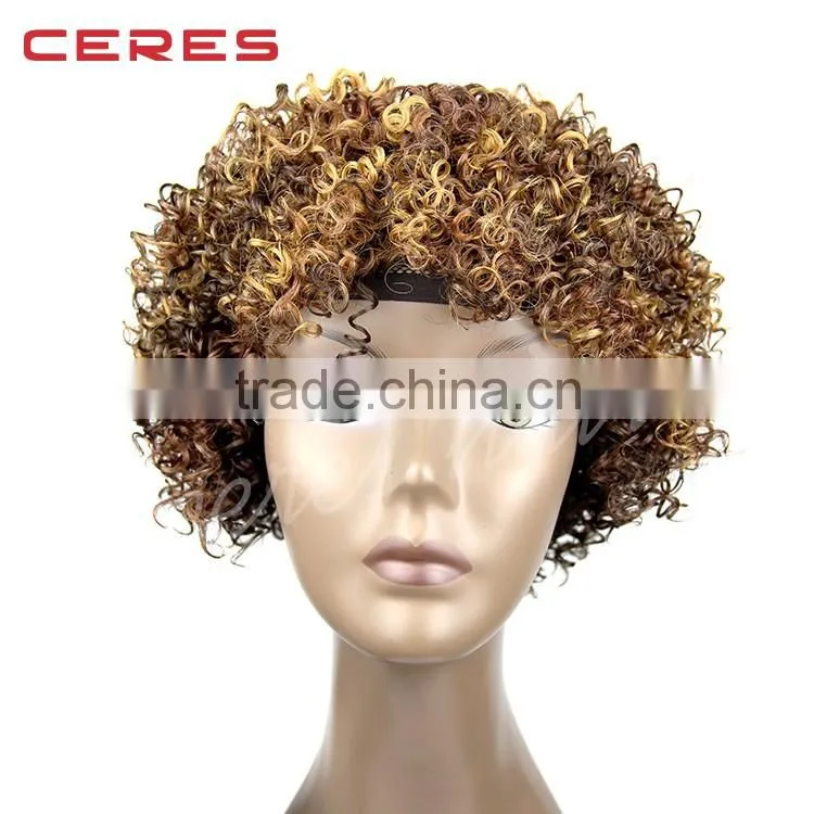 cheap wholesale price High Temperature Fiber synthetic wig futra fiber short kinky curl afro curl Wig