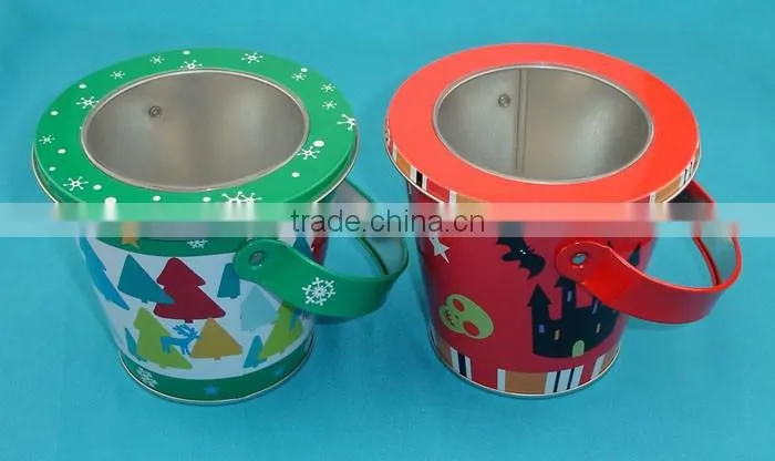 Promotional easter tin bucket with handle and lid