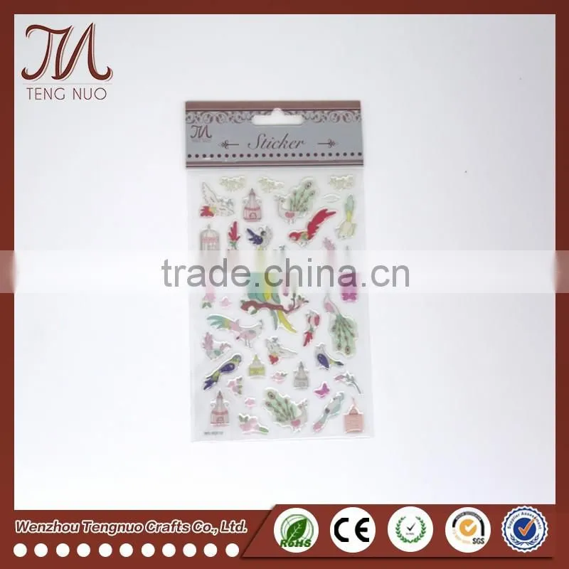 Customized Cartoon Alphabet Letter Crystal Plastic Sticker For Kid