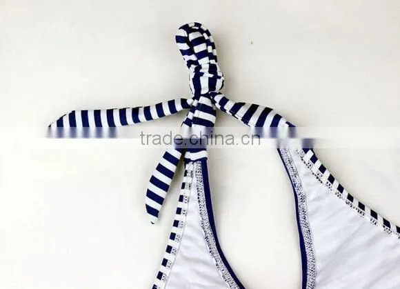 2016 Brand Baby Blue Strings Girls Swimsuit Print Bikini