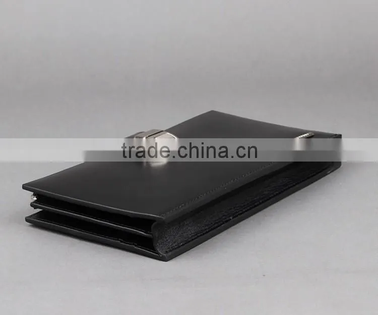 Lastest black leather metal chain wallet and purse for men