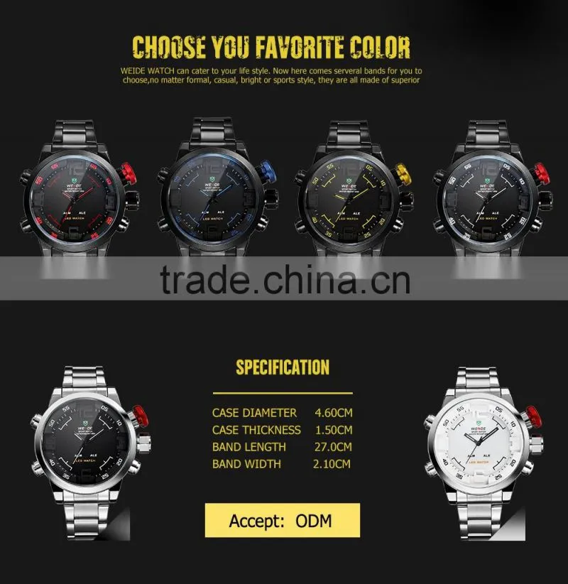 2016 New Arrival Weide Fashion Business Man Watch Brand Analog Digital Led Wrist Watch
