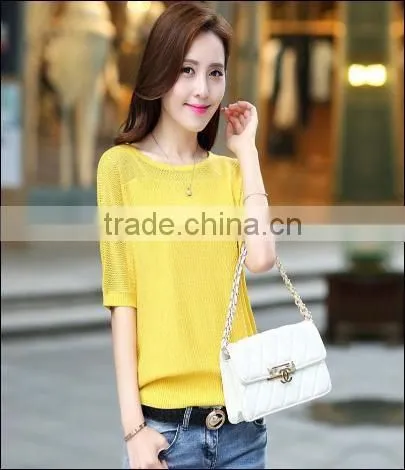Fashion Women Knitted T-shirt With Breathable