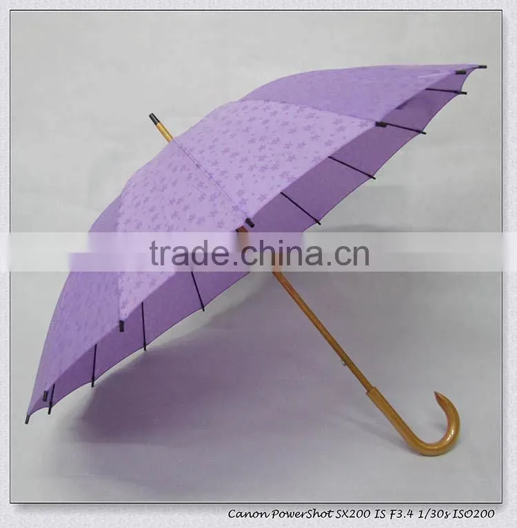 23"*16k Manual open wooden staight umbrella