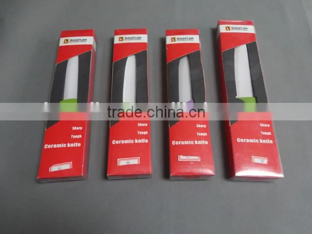 5pcs Ceramic Kithcen Knife Set, Ceramic blade with ABS soft touch handle in acrylic stand