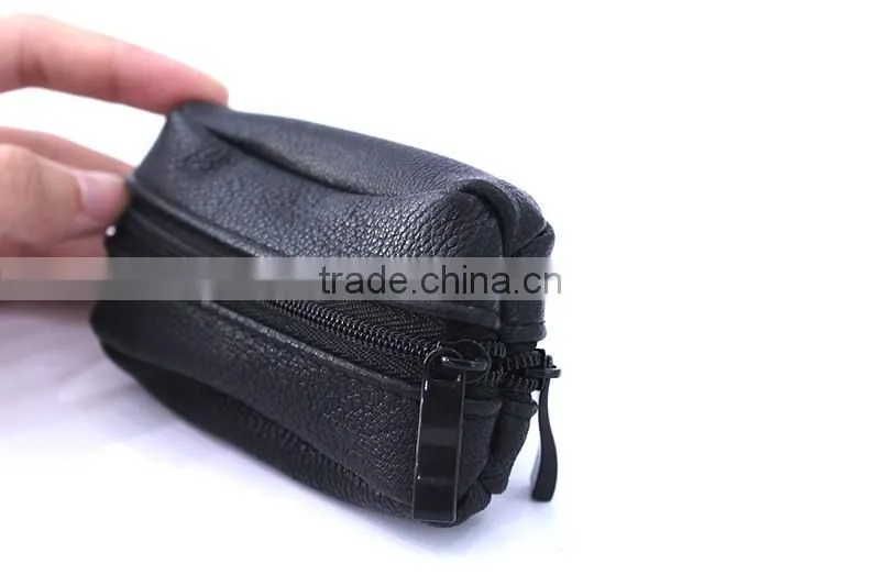 Genuine leather coin bag two zipper closure with key ring Since 1997