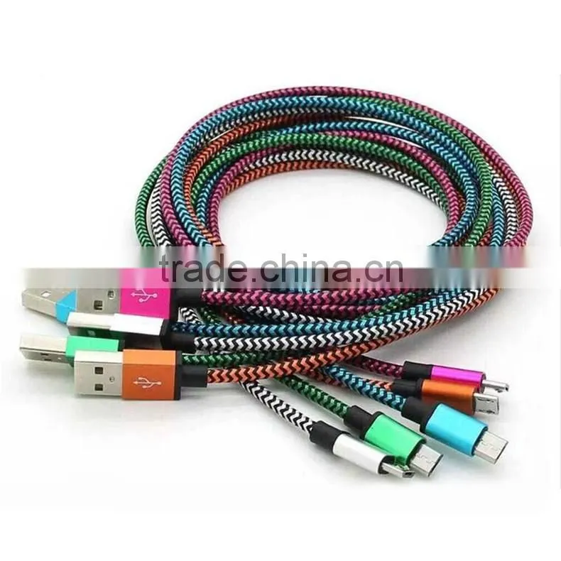Top selling new design woven type USB data cable for Android smartphone