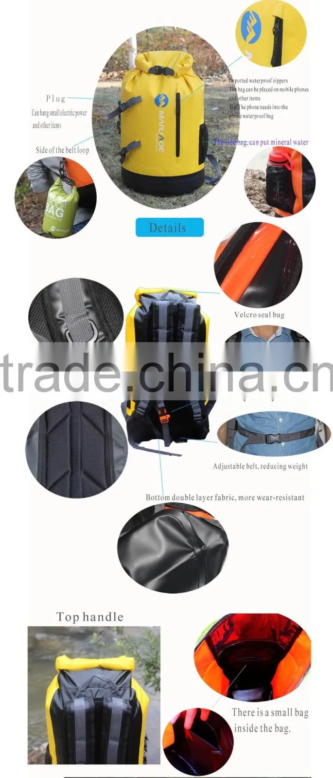 Popular product 2016 PVC tarpaulin waterproof dry bag backpack for outdoor rafting, canyoning, boating
