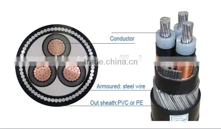 YJV YJV22 YJV32 Copper XLPE/PVC/SWA Power Cable 3x95+1x50 mm2