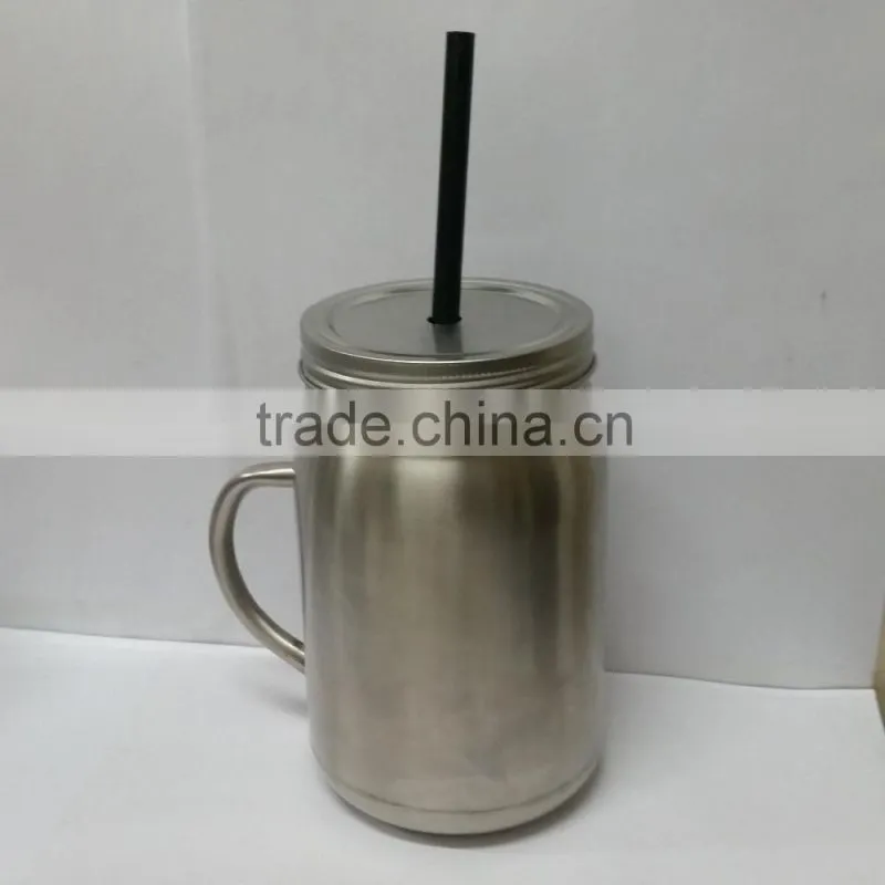 hot sale stainless steel single wall mason jar with handles custom color size logo
