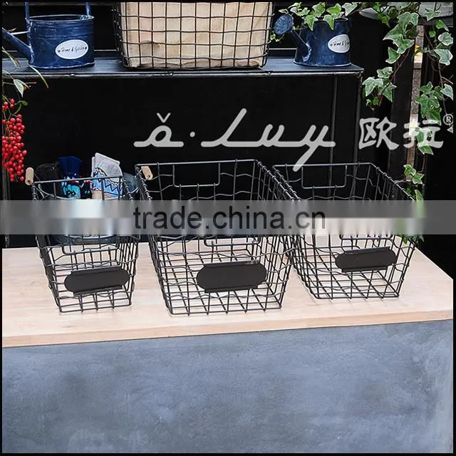 S/3 grey weavy wire basket set
