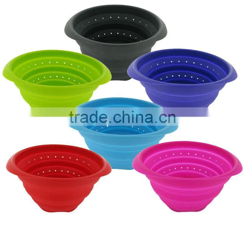 Wholesale Colorful Flexible collapsible silicone colander