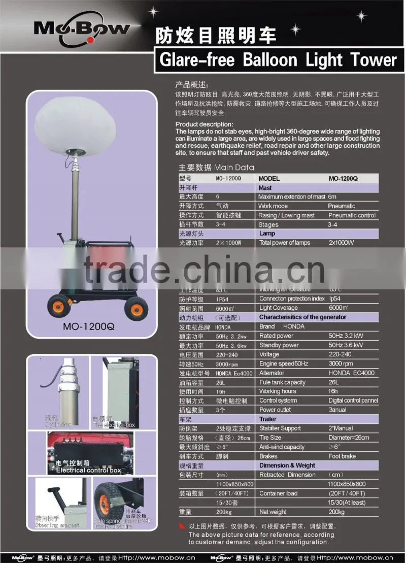 ballon light tower Solar panel light tower telescopic light tower LED rechargeable light tower