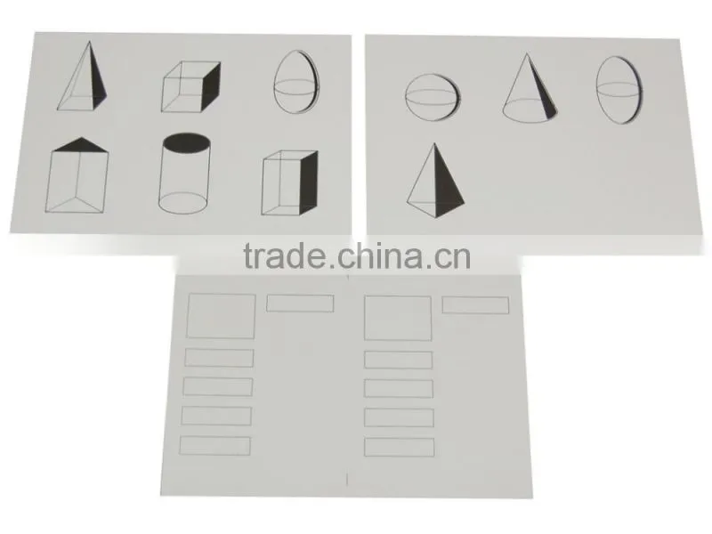 Plastic educational toys for montessori geometric cards 2