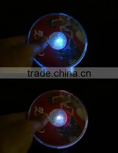 High quality colorful LED flash coaster /flash frink coaster/led flash bottle coaster
