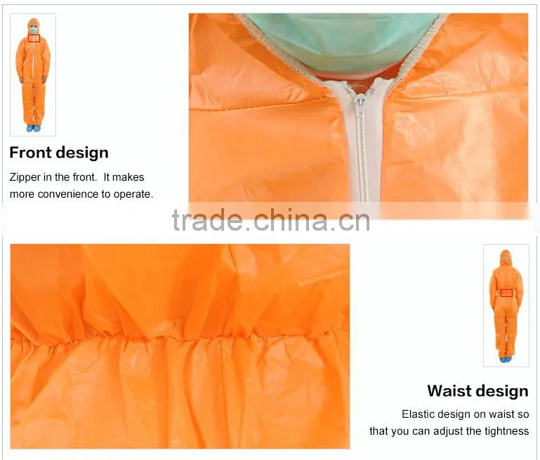 2015 New Products Waterproof YELLOW Disposable Coverall with hood