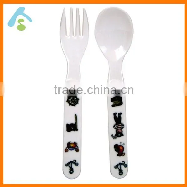 BPA-free cute melamine fork and spoon for young children