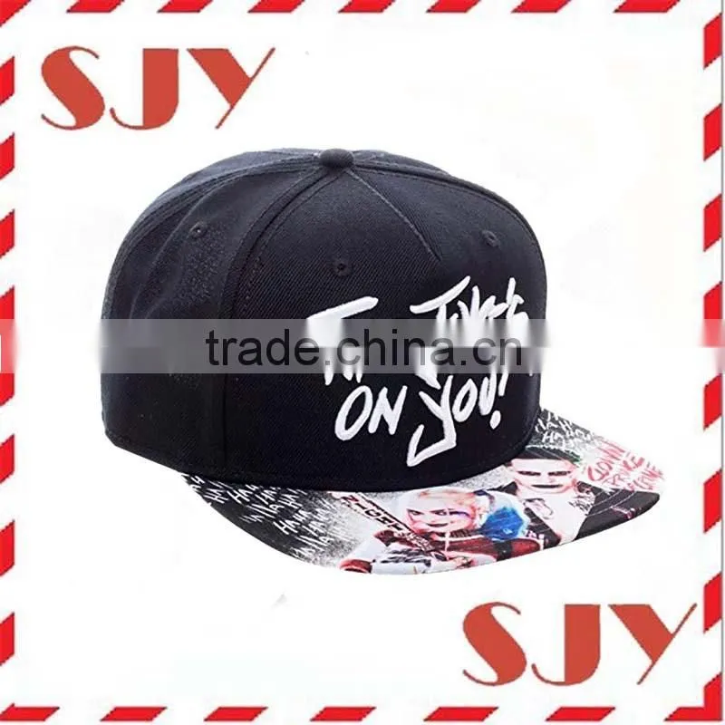 Flat top custom 3d embroidery flat bill snapback hats
