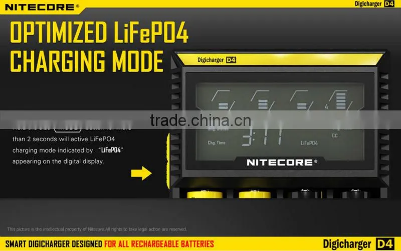 Nitecore LCD D4 charger Lifepo4 NiMh NiCd AA AAA battery charger