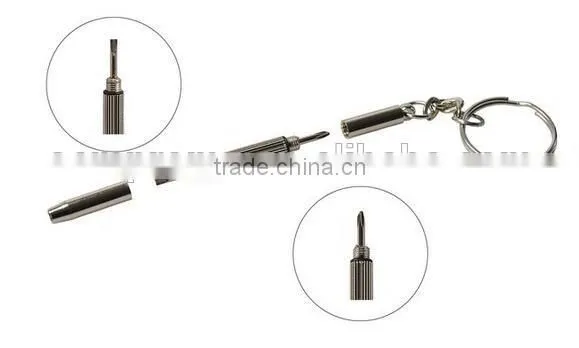 Metal screwdriver keychain for glasses repair